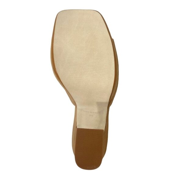 STEVE MADDEN LIPA Sculpted Heel Slip On Dress Sandals Camel Nubuck - Picture 6 of 7